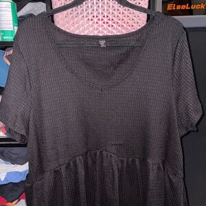 SHEIN Black Textured Short Sleeve Top